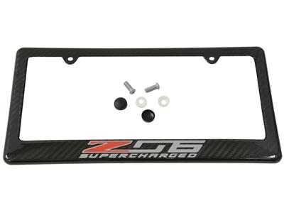 C7 Corvette Z06 15-19 Carbon Fiber Rear License Plate Frame With Z06 Logo And Script